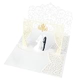 lasuroa Hochzeitskarte für Braut und Bräutigam, Weiße Pop-Up Glückwunschkarte mit Geldhalter und Umschlag Elegantes Hochzeitsgeschenk für Verlobung Hochzeit Brautparty Gruß