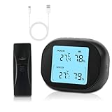 Kühlschrank Thermometer, Digitales Gefrierschrank Thermometer mit Sensoren, USB-aufladbar Innen Außen Kühlschrankthermometer, Temperatur Alarm, MIN/MAX, ℃/℉ (1 Sensoren)