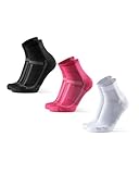 DANISH ENDURANCE Quarter Laufsocken, 3 Paar Knöchelhohe Sportsocken, Leichte Kompression, Atmungsaktiv & Gepolstert, Schweißableitend, Unisex, für Damen & Herren, 1 Schwarz, 1 Rosa, 1 Weiß, 39-42