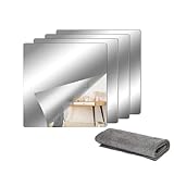 Acryl Quadrat Spiegelfolie Wandspiegel, Klebespiegel Nicht Glas, Selbstklebend Wandaufkleber 4PCS 20x20cmx2mm für Wand Flexibler Spiegel zum Aufkleben