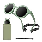 Polarisierte Baby Sonnenbrille, Sonnenbrille Baby 0-36 Monate UV400-Schutz, Verstellbarem Band und Flexibler Rahmen für 0-3 Jahre Kleinkinder Neugeborene Outdoor, Reisen (Grün)
