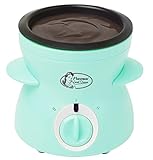 Bestron Schokoladen Fondue für 2 Personen, Mini-Schokofondue-Set, inkl. 10xSpieße, 10xGabeln und 1xSpachtel, 25Watt, Farbe: Mint