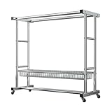 Generisch Robuster Kleiderständer mit Rädern, Freistehender Garderobenständer mit Aufbewahrungskorb und Schuhregal für Schlafzimmer, Waschküche(80x50x160cm)