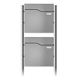Metzler Standbriefkasten für 2 Parteien in RAL 9007 Graualuminium – Doppelbriefkasten freistehend 2er für Mehrfamilienhaus mit Zeitungsfach, Edelstahl Standfüße und austauschbarem Namensschild