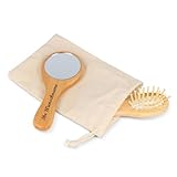 Bambus Reiseset mit Namensgravur - mit Haarbürste und Handspiegel mit Griff