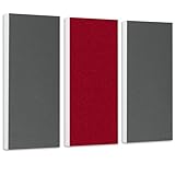 platino24 Schallabsorber Set Colore aus Basotect G+ mit Akustikfilz, 3 Absorberelemente je 825x275x50mm Granitgrau + Bordeaux, Akustikverbesserung