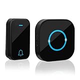 VFANDV Funkklingel, Funk klingel Set Aussen Wasserdicht, Türklingel Batteriebetrieben, 59 Melodien, 1 Plug-In-Empfänger und 1 Sender mit 4 Lautstärkestufen und LED-Blitz (Schwarz)