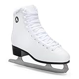 ATTABO Eiskunstlauf Schlittschuhe Kinder 32 EU | Kufe aus Edelstahl, Klassische Schnürung, Verstärkte Haken, Kunstfellfutter, Bequem | Weiß