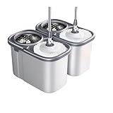 cheofaly Verdickter Moppeimer rotierender Mopp(Grey+Bucket+2 Rod+10 Cloth)