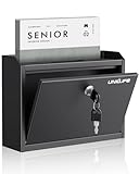Uniclife Wandmontierter Briefkasten mit Schlüsselschloss & Zeitungsrolle, Vorschlagsbox mit oberen Schlitzen, Briefkasten, Safe Lock Box, Metall Spendenbox, Wahlurne für Büro Business Aktivität