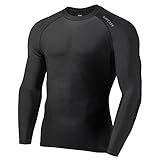 SURFEASY Herren Rashguard Langarm Sonnenschutz Rash Vest Men, Rash Guard Shirt Zum Surfen Schwimmen Angeln Wandern, Kompression, Outdoor-Aktivitäten Baselayer (Schwarz,XL)