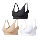 Comfyin Damen BH ohne bügel Bügelloser Bustier 3er Pack,Schwarz +Weiß+Beige,M