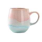 YDoLimmer500ml Große Kapazität Kaffeetasse Becher Mit Griff Teetasse Kakaobecher Cappuccinotasse Home Office Geschenk (Rosa+hellblau)