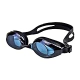 ORFOFE Wasserdichte Schwimmbrille mit Anti fog beschichtung Ergonomisch Geformt UV schutz Silikon Dichtend Unisex Schwimmzubehör für Erwachsene für Offene Gewässer Modell Schwarz