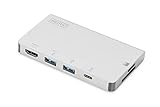 DIGITUS USB-C Travel Docking Station – 6 Ports – 1x HDMI (4K@30Hz) – 2x USB 3.0 / USB 2.0, 1x USB Typ-C – Kartenleser – Silber