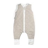 Ehrenkind® Baby Sommerschlafsack mit Füßen | Bio-Baumwolle | Sommer Schlafsack Gr. 70 Farbe Taupe mit weißen Sternen | 1 Tog