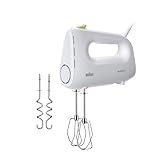 Braun Household MultiMix 1 HM 1110 WH Handmixer - Handrührgerät mit 4 Geschwindigkeitsstufen plus Turbo, FastMix Technologie, EasyClick, inkl. Schneebesen und Knethaken, Einhandbedienung, 450W, Weiß