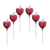 Herz Geburtstagskerzen,6 Pcs Cake Topper Dekorationen Ggeburtstag Kerzen Metallisch Kuchen Kerzen für Kinder Geburtstag Hochzeit Party Jahrestag Valentinstag Festival,Rot