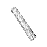 CFTGIW Räucherbox, Zylindrisch, Abnehmbar, Großes Fassungsvermögen, Obstholz, Grillpellet, Räucherrohr für Outdoor-Camping, L 30,6 X 5,3 cm, Beständig Gegen Rost, Lange Zeit Sicher, Hergestellt aus