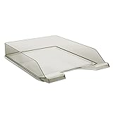 DONAU Briefablage Standard Transparent Grau/ 6 Stück - A4 / Briefkorb Moderne und Stapelbare Ablage/Transparent-Glasklar/Schreibtischablage/Polystyrol, 7470001PL-02