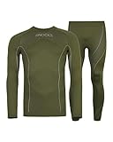 Snocks Thermounterwäsche Herren - Atmungsaktives und warmes Material, Perfekte Passform, Ideal für Verschiedene Sportarten - Skiunterwäsche, Funktionsunterwäsche - Gr. L - Farbe Olivine