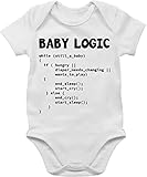 Body Junge Mädchen - Aktuelle Trends - Nerdy Baby Logic - 3/6 Monate - Weiß - geek strampler babysachen jungen witzige geschenke zur geburt babykleidung geschenk für pullerparty babybodys sommer