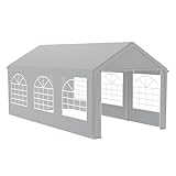 FIVMEN Pavillon Partyzelt 3x6 m mit 8 Abnehmbaren Seitenwänden Wasserdicht Stabil Winterfest Sonnenschutz Gartenpavillon Gartenzelt Party Zelt, Grau