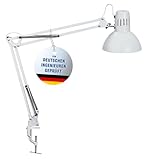 Maul LED Schreibtischlampe MAULstudy | verstellbare Klemmleuchte mit Gelenkarm für Büro, Arbeitszimmer und Schreibtisch | elegante Bürolampe aus Metall | exklusive LED-Leuchtmittel | Weiß, Klemmfuß