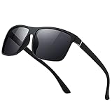 suoso Polarisiert Sonnenbrille Herren Damen Unisex Schwarz Retro Ultraleicht Rahmen UV400 Shutz Sonnenbrillen Polarisierte Klassische Brille für Fahren Geschäftsreise Reise Schwarz