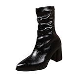 Wadenhohe Western-Stiefeletten mit robustem Blockabsatz für lässige Alltagsoutfits bequemes Tragegefühl als elegante Slip-On-Modeschuhe