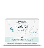 HYALURON TAGESPFLEGE LÉGÈRE 50ml von medipharma cosmetics, Hyaluron in pharmazeutischer Qualität + Hyaluron Aktiv Konzentrat spendet Feuchtigkeit und reduziert Fältchen