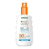 Garnier Sonnencreme LSF 50+ für Kinder, Wasserfest und resistent gegen Sand, Ambre Solaire Kids Sensitive expert+ Sonnenschutzspray, 1 x 150 ml