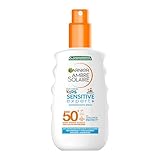 Garnier Sonnencreme LSF 50+ für Kinder, Wasserfest und resistent gegen Sand, Ambre Solaire Kids Sensitive expert+ Sonnenschutzspray, 1 x 150 ml