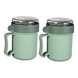 MAGICLULU 2 Stück Müslibecher Haferflockenbecher Mit Deckel Müslischreisebehälter Halter Für Die Aufbewahrung Von Milch Müslischale Mit Griff Mikrowellengeeigneter Milchbecher Pp Grün