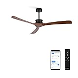 CREATE / WINDLARGE/Deckenventilator Schwarz Dunkelholzflügel mit WLAN und Fernbedienung/XL, 40W, Leise, Ø152 cm, 6 Geschwindigkeiten, Timer, DC-Motor, Sommer-Winterbetrieb