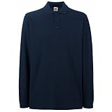 Fruit of the Loom Premium Langarm-Poloshirt für Herren, Dunkles Marineblau, L