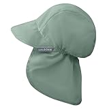 LaLoona Baby Schirmmütze UV 80+ mit Nackenschutz - Sommermütze/Sonnenhut mit UV-Schutz - atmungsaktiv & schnelltrocknend, OEKOTEX Standard 100 geprüfte Kappe für Jungen und Mädchen - Grün - 50-51