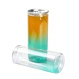 Glowdora Pet Alu Deckel Becher Set, 250ml/300ml/500ml Kapazität, Transparente Kunststoff Becher Für Milchshake, Smoothie, Limonade, Für Imbiss, Café & Food Truck 330ml/5.7in(300sets)