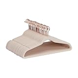 Amazon Basics Kleiderbügel für Anzüge, Samt, schmal, rutschfest, 50 Stück, Rosa (Blush), Gold