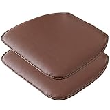 OQOPO Leder-Küchenstuhlkissen,geformtes Sitzkissen und Esszimmerstuhlpolster,43 x 40 cm,rutschfeste Gummirückseite,1/2/4 Packungen (Farbe: Braun,Größe: 2er-Set)