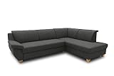 DOMO. collection Ecksofa Panama, klassisches Ecksofa in L-Form rechts, Eckcouch, Sofa Couch, Ecke 254 x 186 x 80 cm (BxTxH), anthrazit