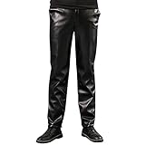 2026 Herren Slim Fit Lederhose Leggings Enge Elastische Warme Kniepolster Trend Motorrad Lederhose Hose Unten Herren (C, M/30)