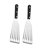 ULTECHNOVO 2 Stück Edelstahl Fischspatel mit Rutschfestem Griff Geschlitzter Grillspachtel für Steak Fisch und Bbq Langlebiges Küchenzubehör für Kochen zu Hause Hotel und Restaurant