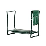 Valle Verde 2in1 Kniebank für Gartenarbeit, Sitzbank, Kniekissen, Pflanzhocker - Mit Schaumkissen, Werkzeugtasche, Klappbar - Gepolstert, Gelenkschonend - Bis 150kg Belastbar, 59 x 27,5 x 49 cm