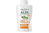 equilibra Solari Aloe Sonnenmilch LSF 20 auf Basis von Aloe Vera, Vitamin C und E, Arganöl, Kokosöl und Sheabutter, sorgt für eine gesunde und natürliche Bräunung, wasserfest, 200 ml