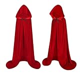 DERAYEE 150cm Vampir Umhang, Vampir Kostüme, Kapuzenumhang burgunderfarbene Erwachsener Für Halloween Kostüm