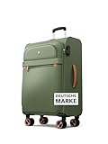 ABISTAB Trier Weichschalen Handgepäck Koffer 66 × 44 × 28 cm, Leichter Stoffkoffer Trolley klein, Reisekoffer mit Rollen & Zahlenschloss, 77 Liter,dunkelgrun
