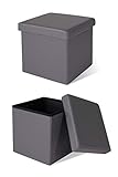 dibea Sitzhocker faltbar max 300 kg Kunstleder, 38x38x38 cm grau