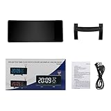 AOOOWER Schlafzimmer-Projektionswecker mit buntem LED-Display, Schlummerfunktion und Temperatur-Feuchtigkeitsmesser, USB-Aufladung