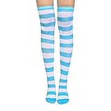 Bambussocken Damen 39-42 Ohne Gummi Lange Socken Oberschenkel Hohe Weiche Socken Für Plus Size Strümpfe Herren Socken 43-46 Winter (Blue, One Size)